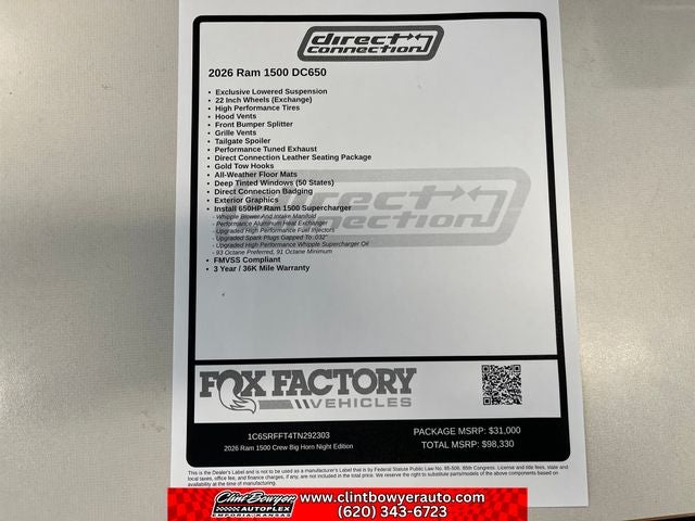2026 RAM 1500 Big Horn DC650